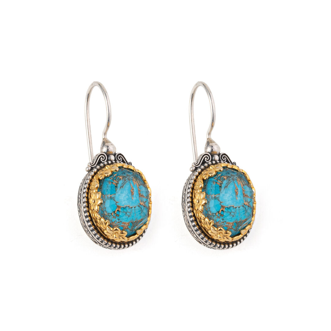 Gerochristo - Dione oval earrings in sterling silver with Gold plated parts