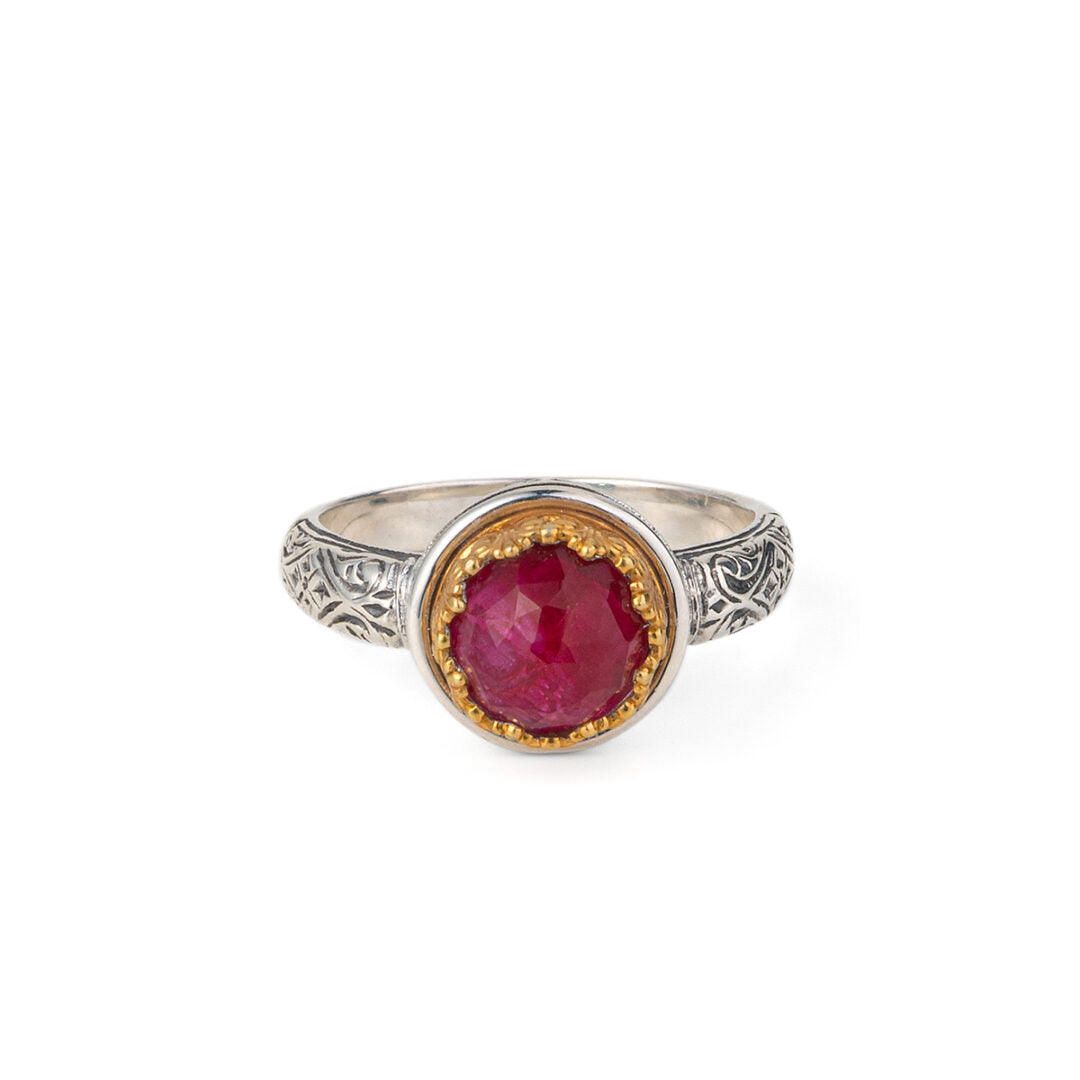 Gerochristo - Iris ring in Sterling Silver with Doublet stones