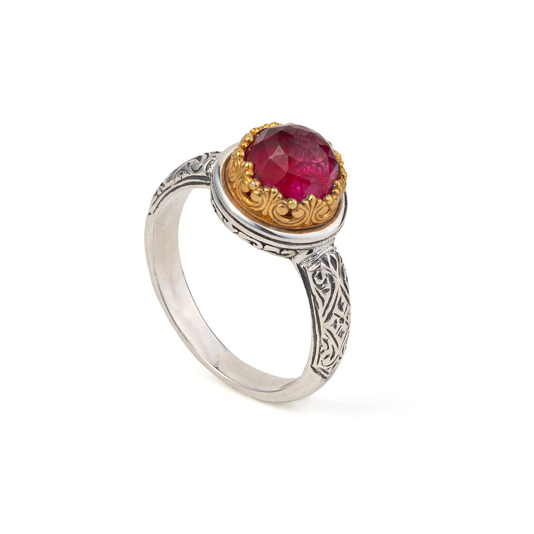 Gerochristo - Iris ring in Sterling Silver with Doublet stones