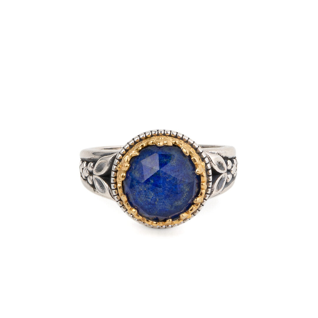 Gerochristo - Dione round ring in sterling silver with Lapis