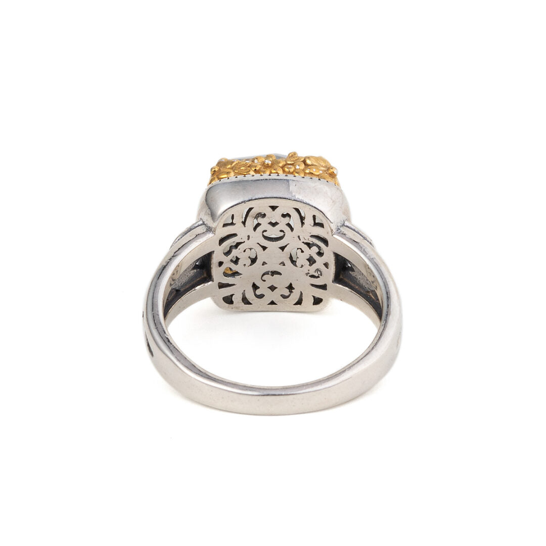 Gerochristo - Dione Square Ring in Sterling Silver with Doublet Stones
