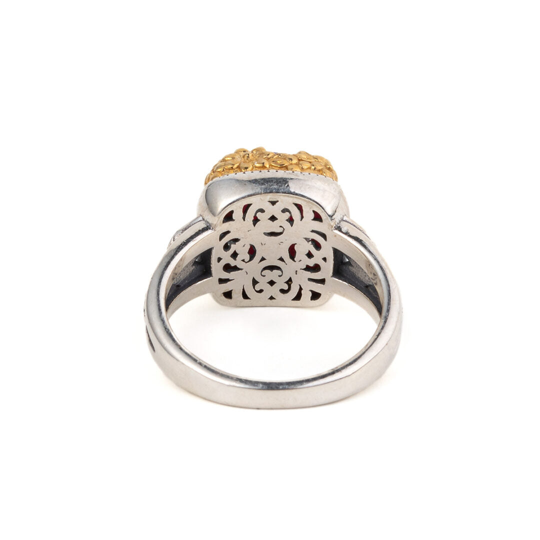 Gerochristo - Dione Square Ring in Sterling Silver with Doublet Stones