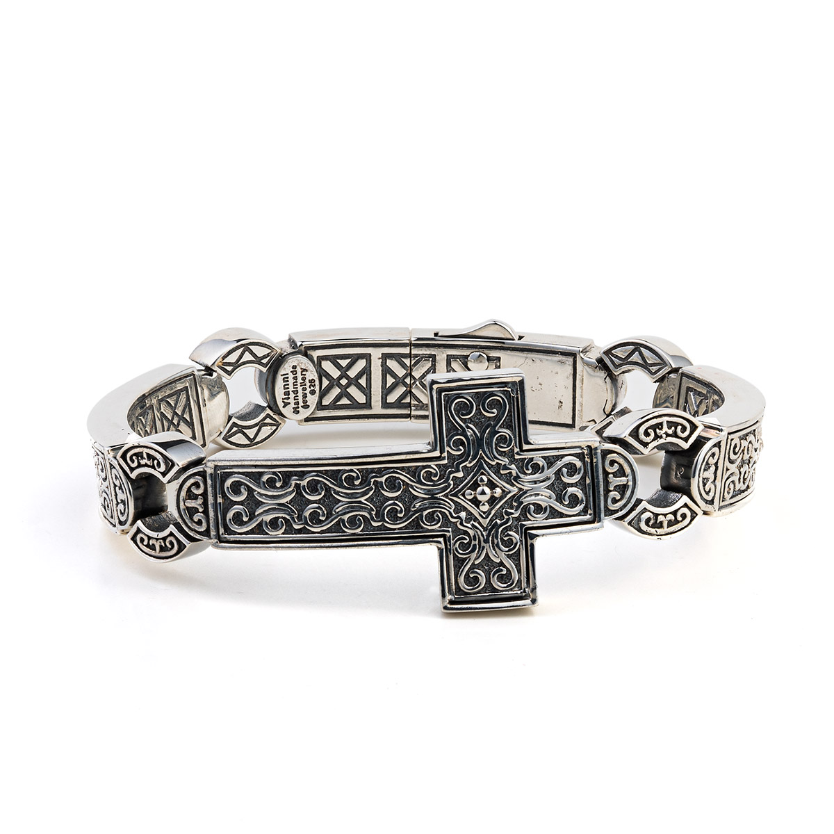 Byzantine Cross Bangle Bracelet – Sterling Silver Yianni Jewelry - GREEK  ROOTS