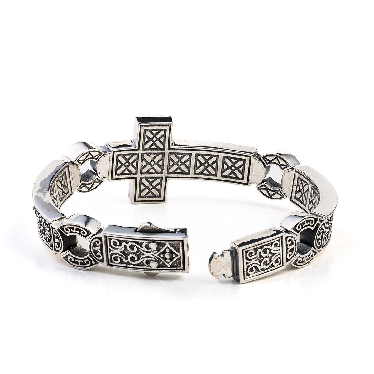 Sterling Silver Polished Cross Bangle Bracelet QB1144 - BillyTheTree Jewelry