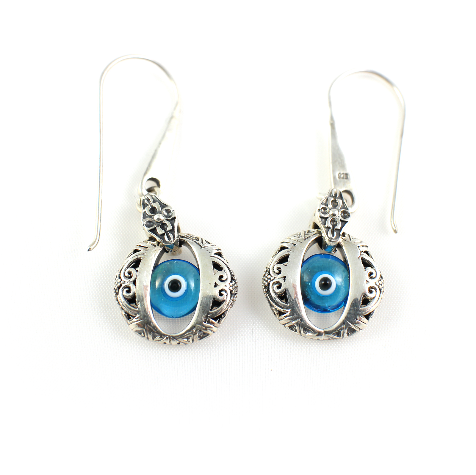 Evil Eye Turquoise Earrings, Evil Eye Huggie Earrings, Rhodium Plated Evil  Eye Earrings, Amulet Earrings, Silver Evil Eye Earrings — Bella Fiore  Custom Floral Design