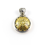 Gold plated Round Pendant ~ Golden Horn