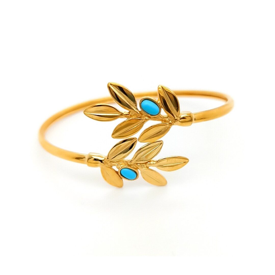 B758GPTQ Olive Leaves Bracelet With Stones - Image 1