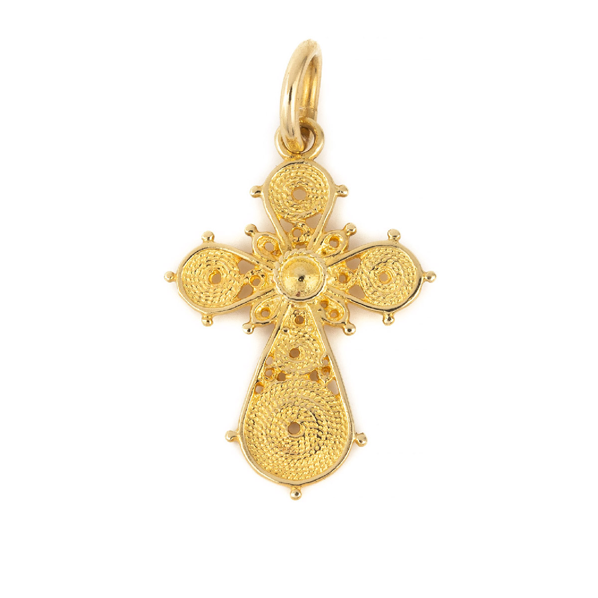 18K Gold Byzantine Filigree Cross - GREEK ROOTS Jewelry
