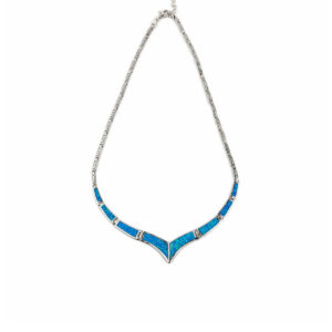 Meander - Blue opal silver necklace
