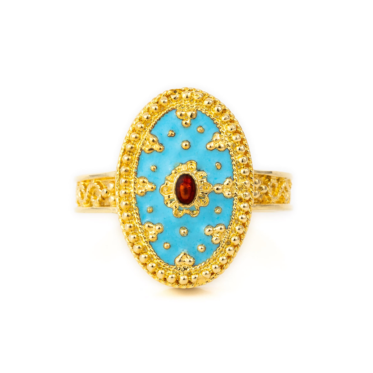 Oval Sonoran Gold Turquoise Cocktail Ring Size 7.5 - Dillon & Nattarika