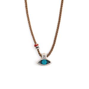 Babylonia Necklace Evil Eye Brown - Sterling Silver