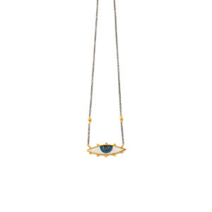 Chain Necklace with a Colored Evil Eye – 925 Sterling Silver
