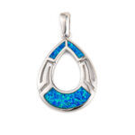 meander pendant - blue opal sterling silver