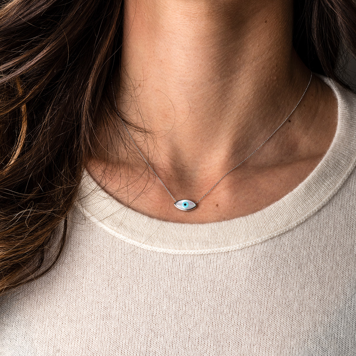 Greek eye necklace white gold deals