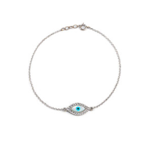 Sterling silver Evil Eye Chain bracelet with zircon