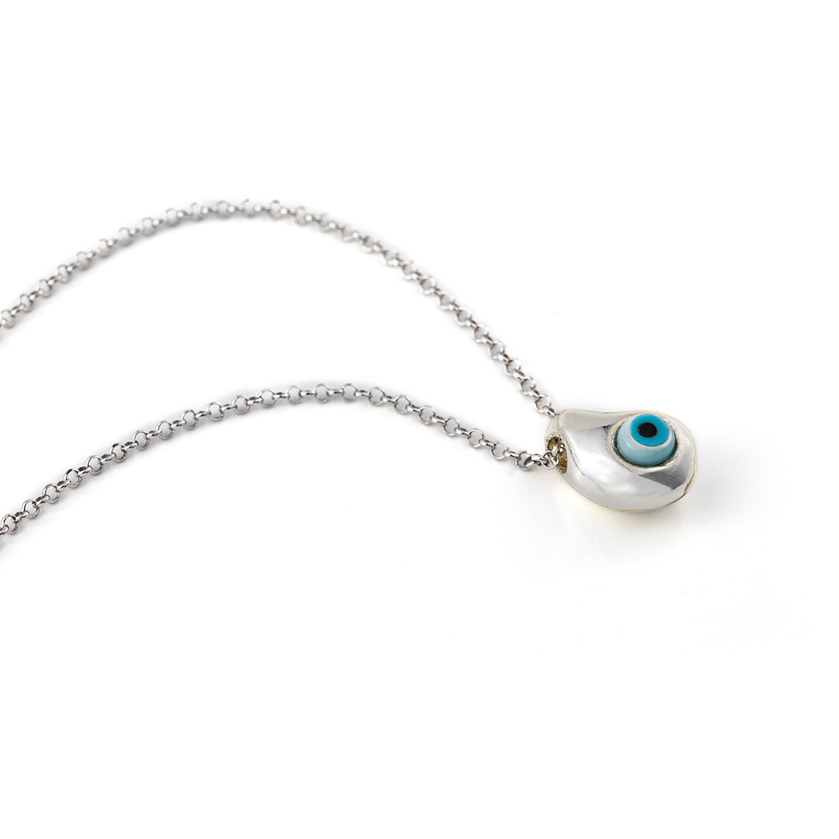 Cable Collectibles® Evil Eye Necklace in 18K White Gold with Pavé Blue  Sapphires and Diamonds, 11mm | David Yurman