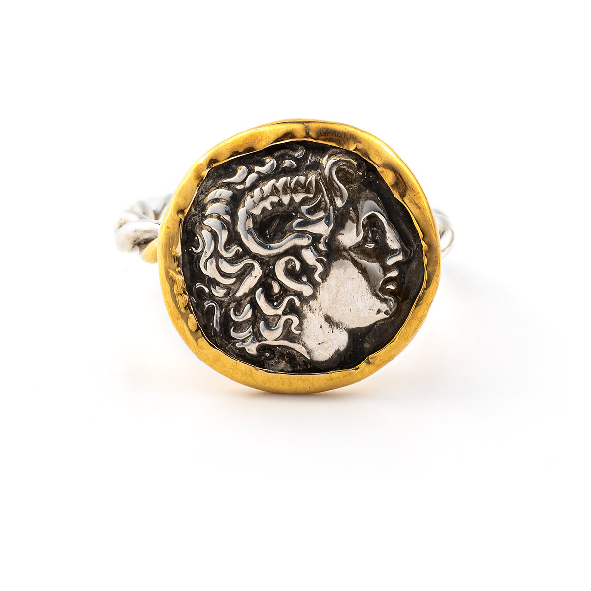 Δαχτυλίδι Μέγας Αλέξανδρος - 14Κ Χρυσό και Ασήμι 925 - GREEK ROOTS