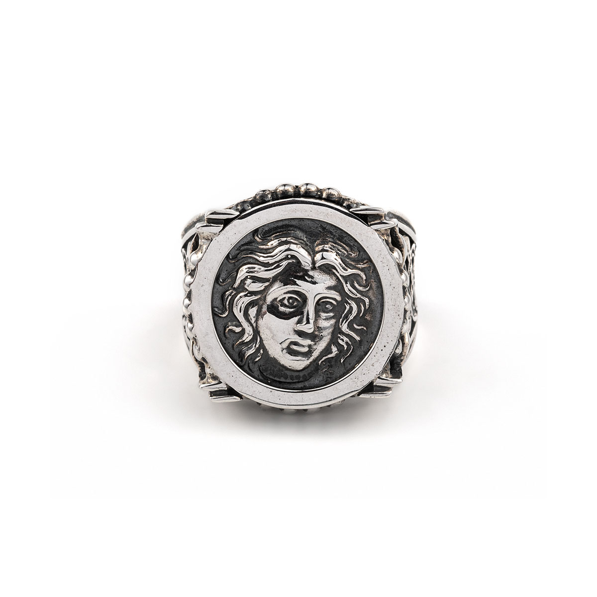 Helios Sun God Ring Sterling Silver- Yianni Jewelry - GREEK ROOTS