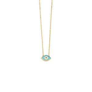 Evil Eye Necklace - 14K Gold with Turquoise Enamel