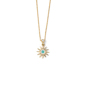 Eye Necklace - 14K Yellow Gold with White Enamel