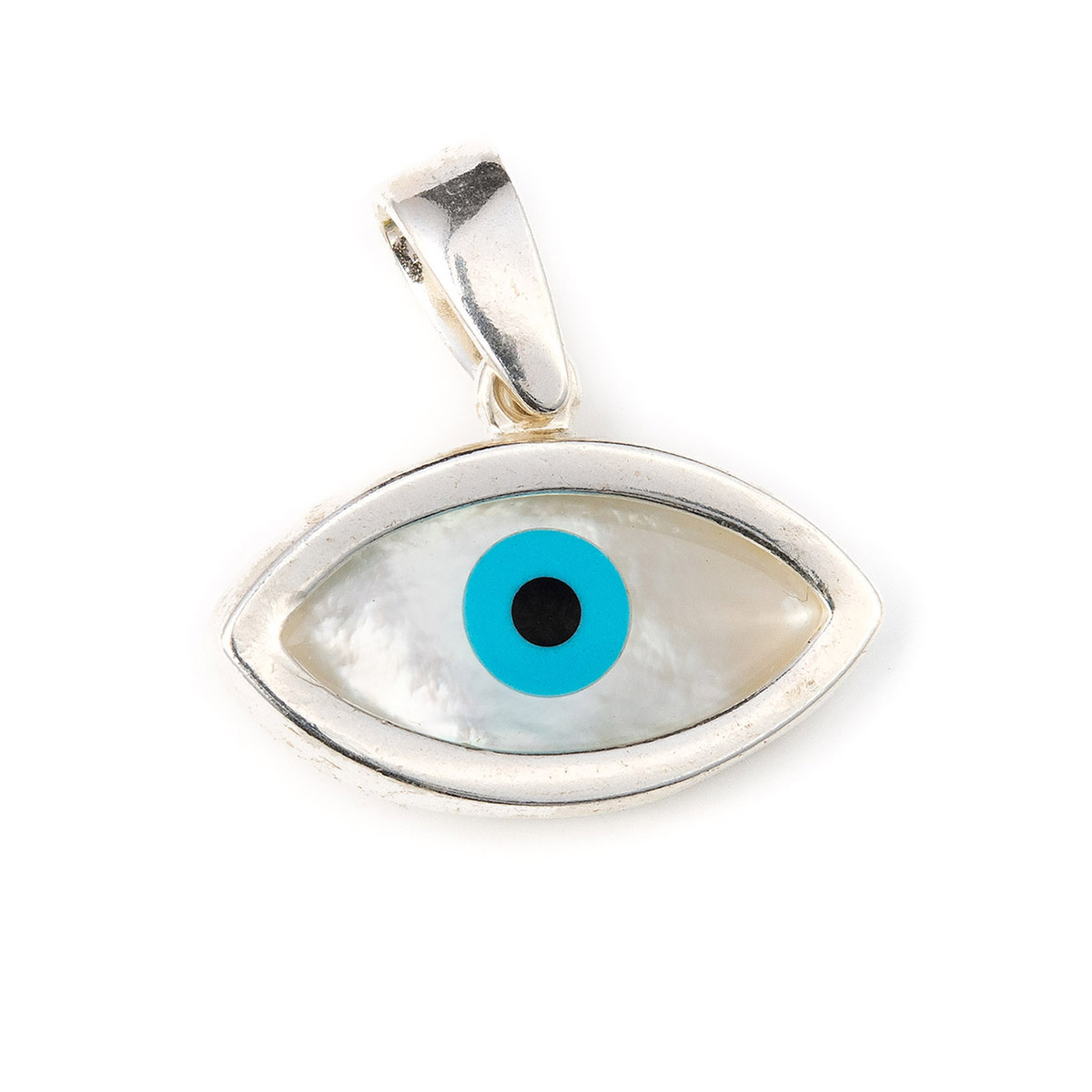 Sterling Silver Delicate Pave Evil Eye Necklace - Liza Schwartz Jewelry