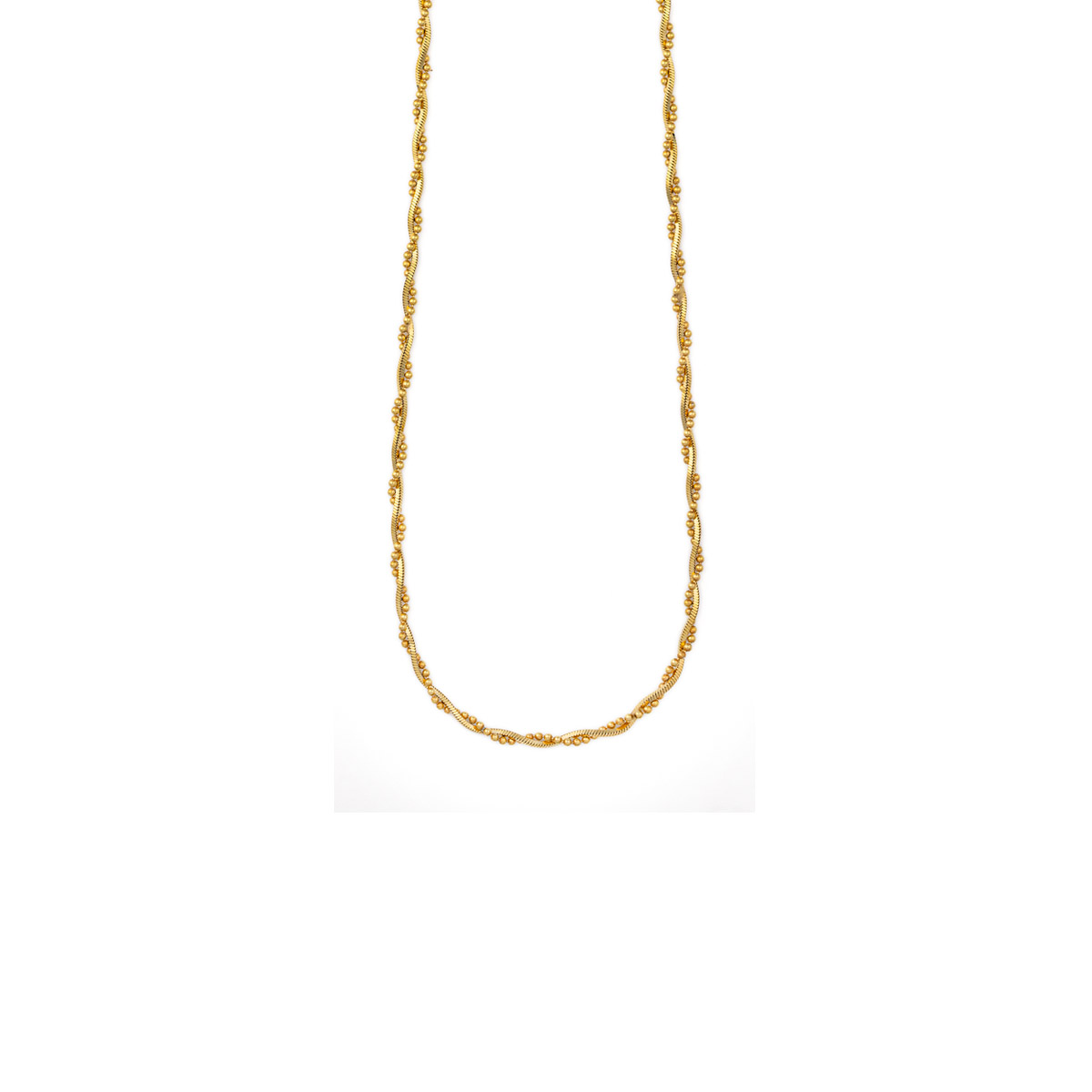 925 Sterling Silver and Gold Plated Treccia Chain in Length 55cm - GREEK  ROOTS