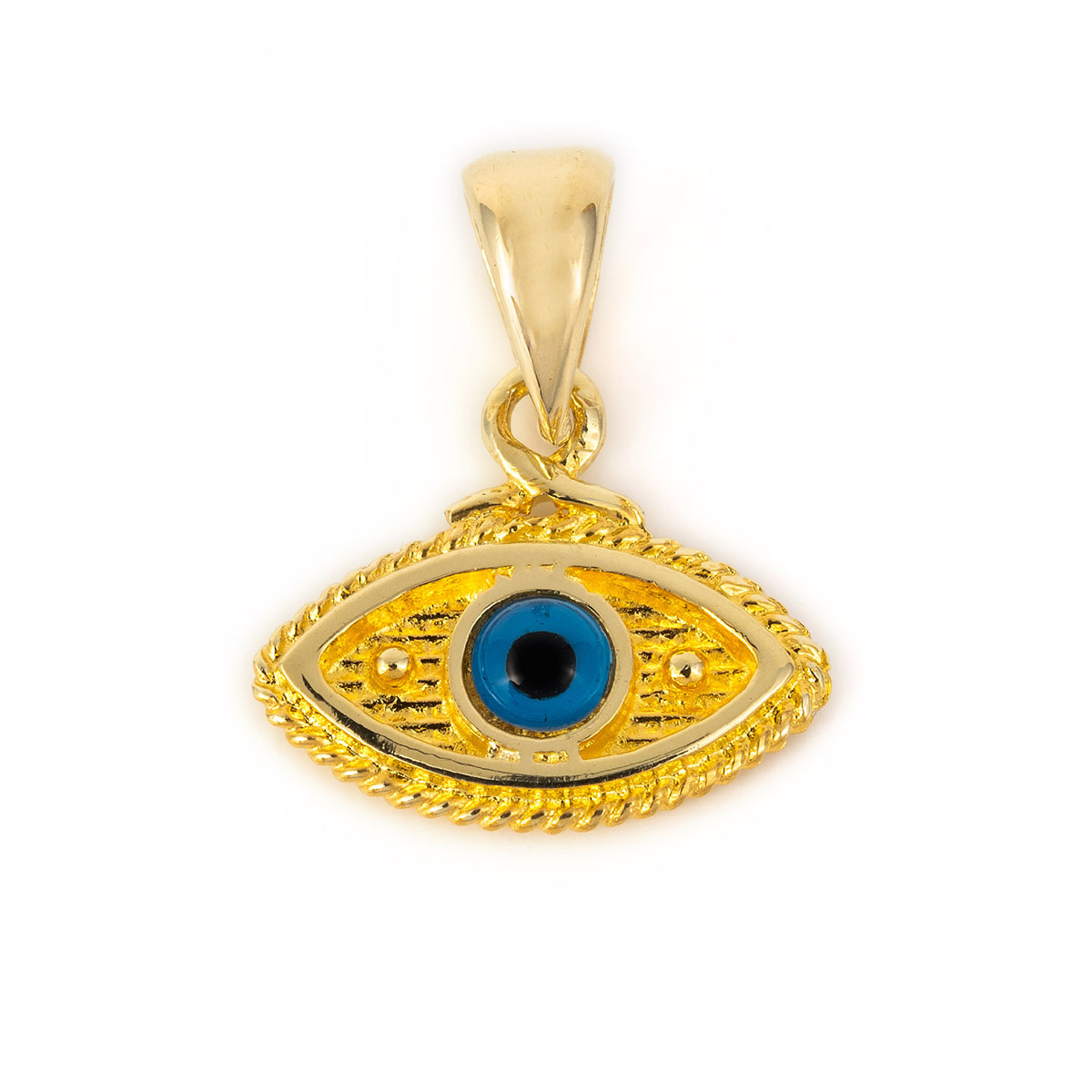 14K Solid Gold Red Evil Eye Pendant | 10mm Diameter | Evil Eye Charms | Gold Charms | Protection Charms | Oval Shape Evil Eye