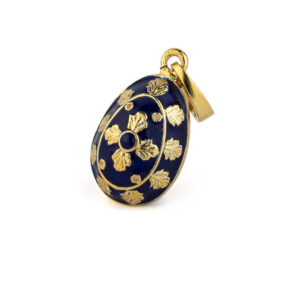 Egg Cross Pendant Necklace with Enamel - Sterling Silver and Gold Plated