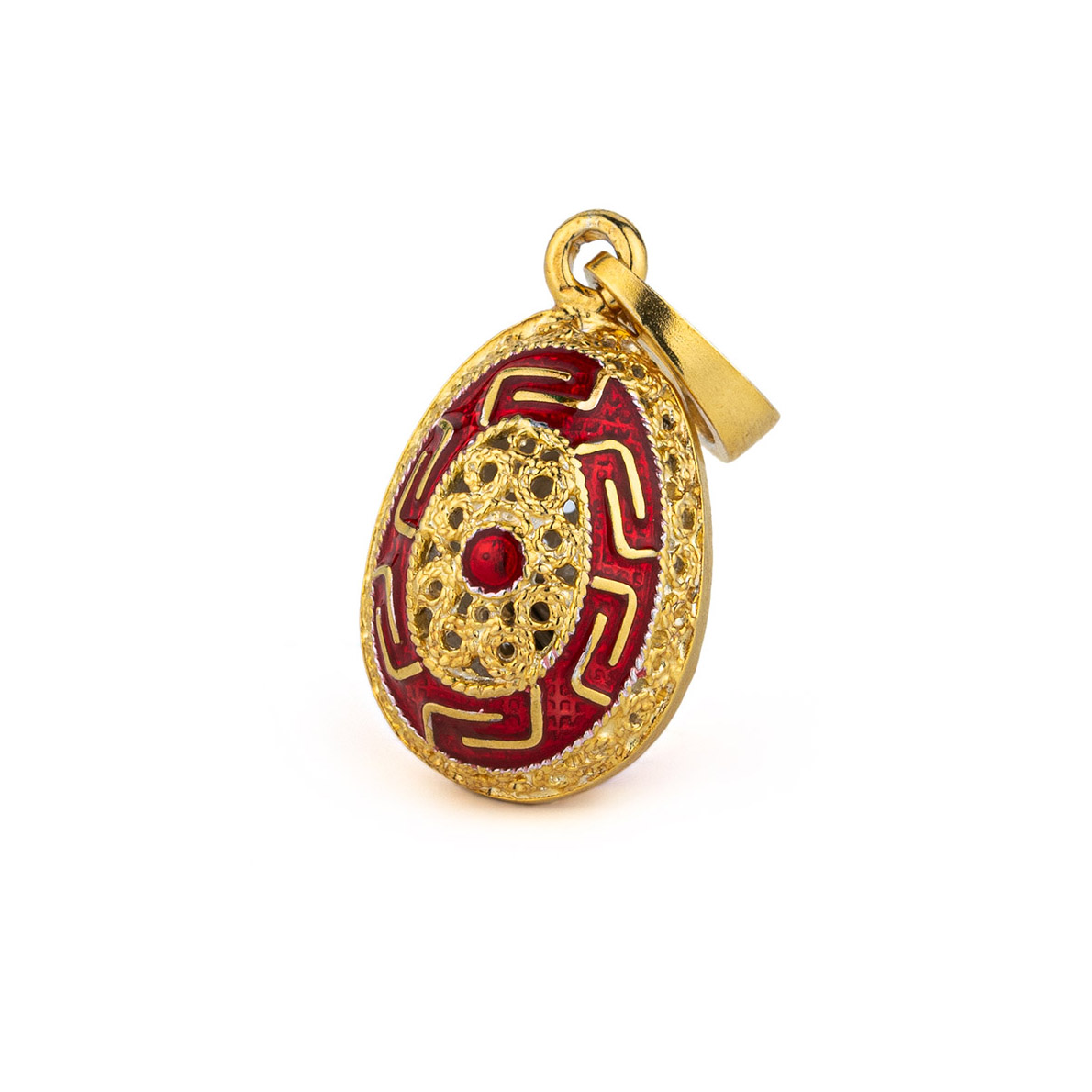 Greek Key Filigree Egg Pendant Necklace with Red Enamel – Sterling Silver  Gold Plated - GREEK ROOTS