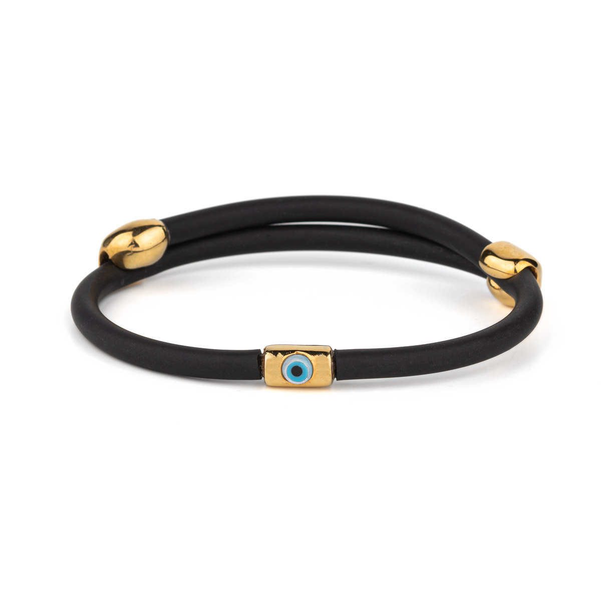 Fildisi Evil Eye Caoutchouc Bracelet – Sterling Silver and Gold Plated -  GREEK ROOTS