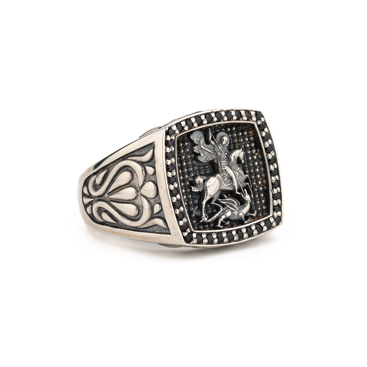 Saint George Ring Sterling Silver- Yianni Jewelry - GREEK ROOTS