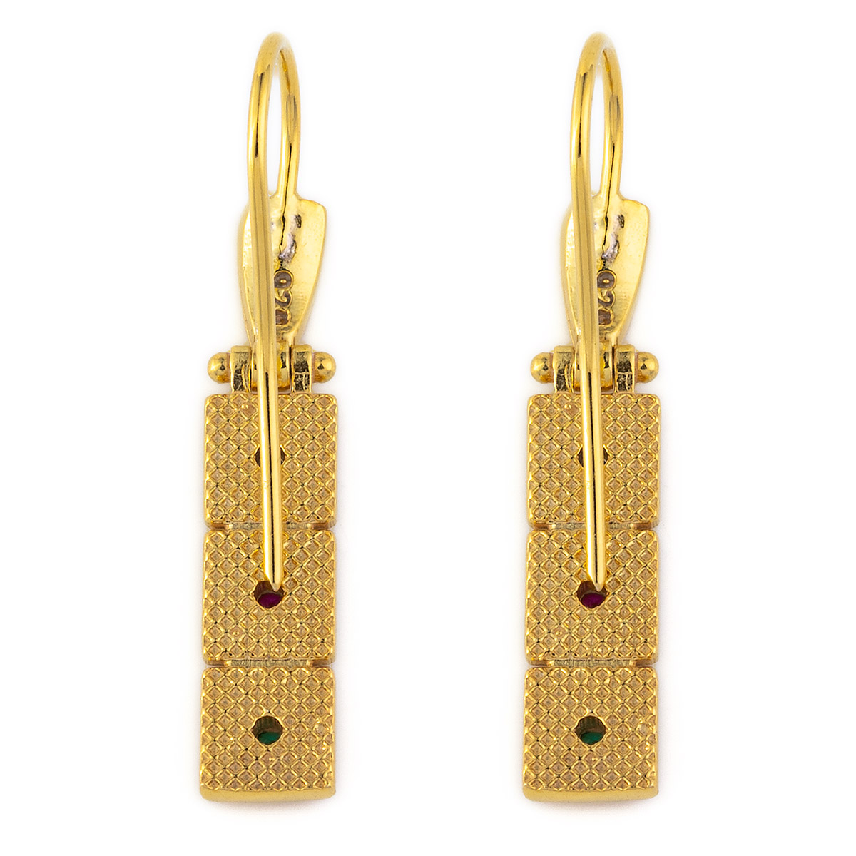 Byzantine Drop Earrings with Multicolor Zircon - Sterling Silver and Gold  Plated - GREEK ROOTS