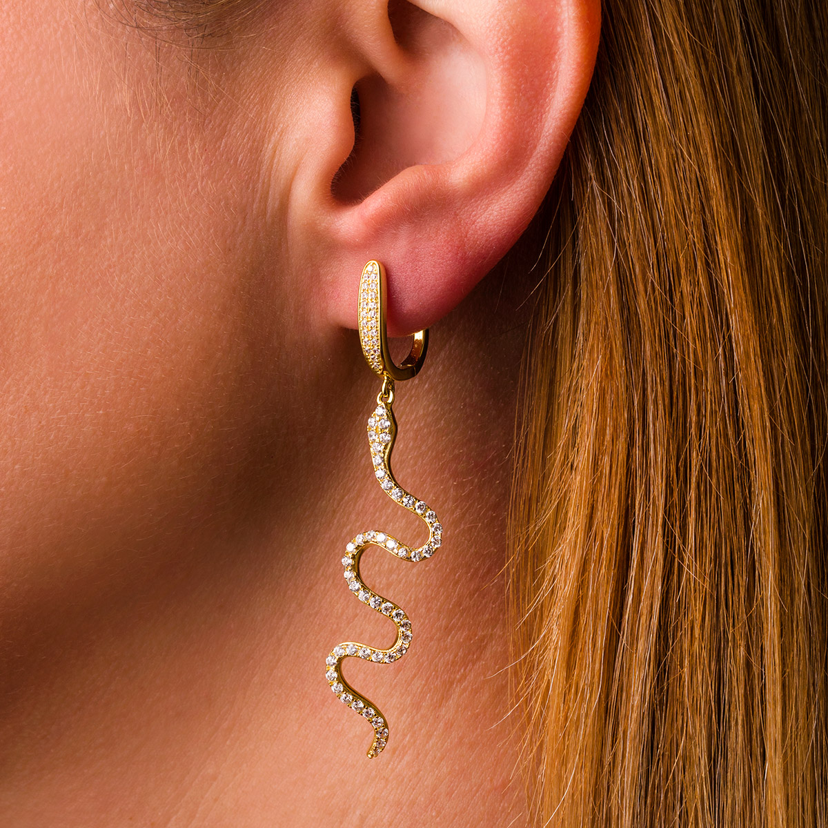 Gold snake dangle earrings online