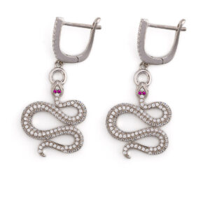 Snake Dangle Earrings with zircon – 925 Sterling Silver
