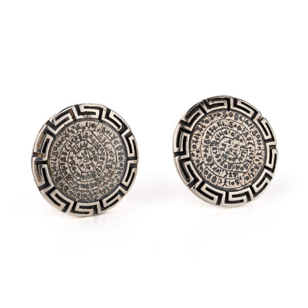 Phaistos Disc Stud Earrings with Meander