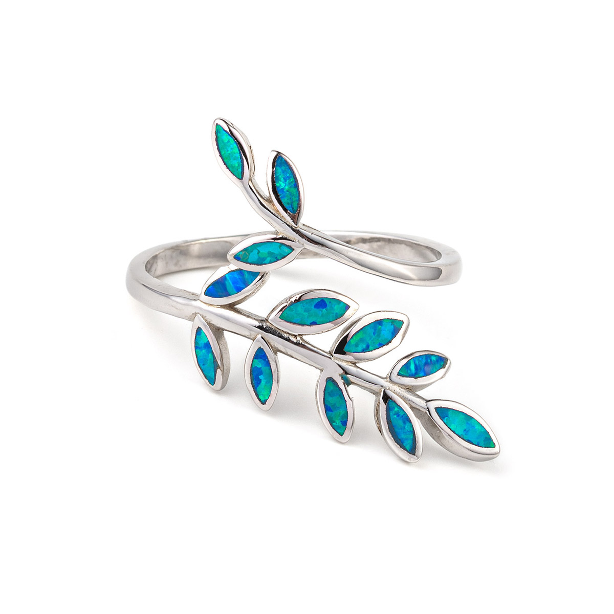 Leaf Blue Opal Ring - 925 Sterling Silver - GREEK ROOTS