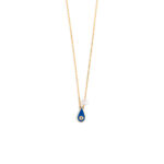 Evil Eye Tear Drop Necklace with Pearl – 14K Yellow Gold with Blue Enamel