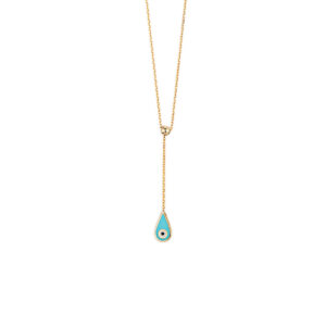 Drop Eye Necklace – 14K Yellow Gold with Enamel