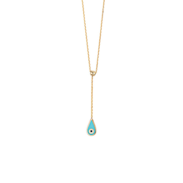 Drop Eye Necklace – 14K Yellow Gold with Enamel