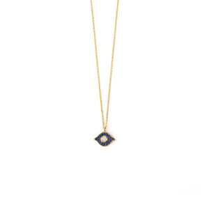 Blue Evil Eye Zircon Necklace - 14K Gold