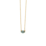 Evil Eye Necklace with Turquoise White Zircon – 9K Gold