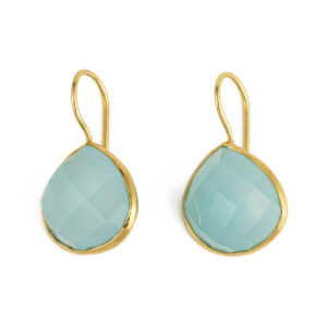 Σκουλαρίκια Δάκρυ Aqua Chalcedony – Ασήμι 925 Επιχρυσωμένο
