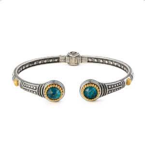 Βραχιόλι Cuff Βυζαντινό με Απατίτη - Ασήμι 925 Επιχρυσωμένο