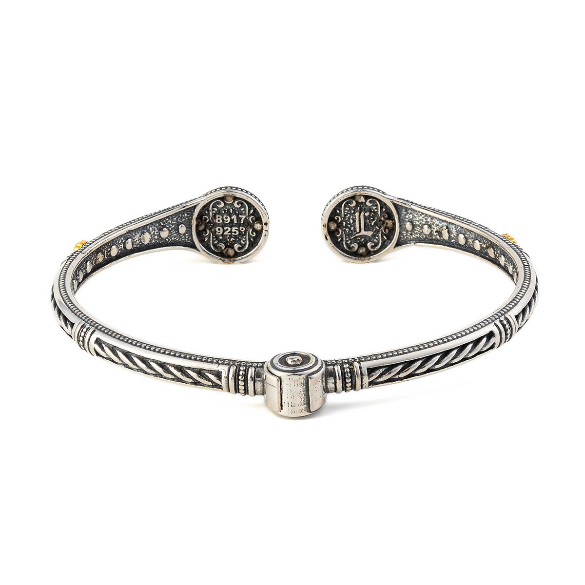 Silver Filigree Cuff Bracelet with Gold Finish