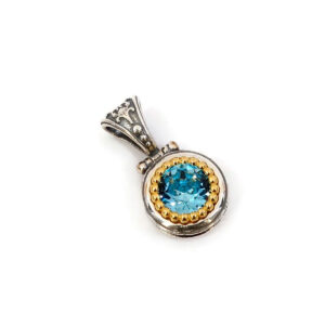 Μενταγιόν Βυζαντινό με Aquamarine - Ασήμι 925 Επιχρυσωμένο