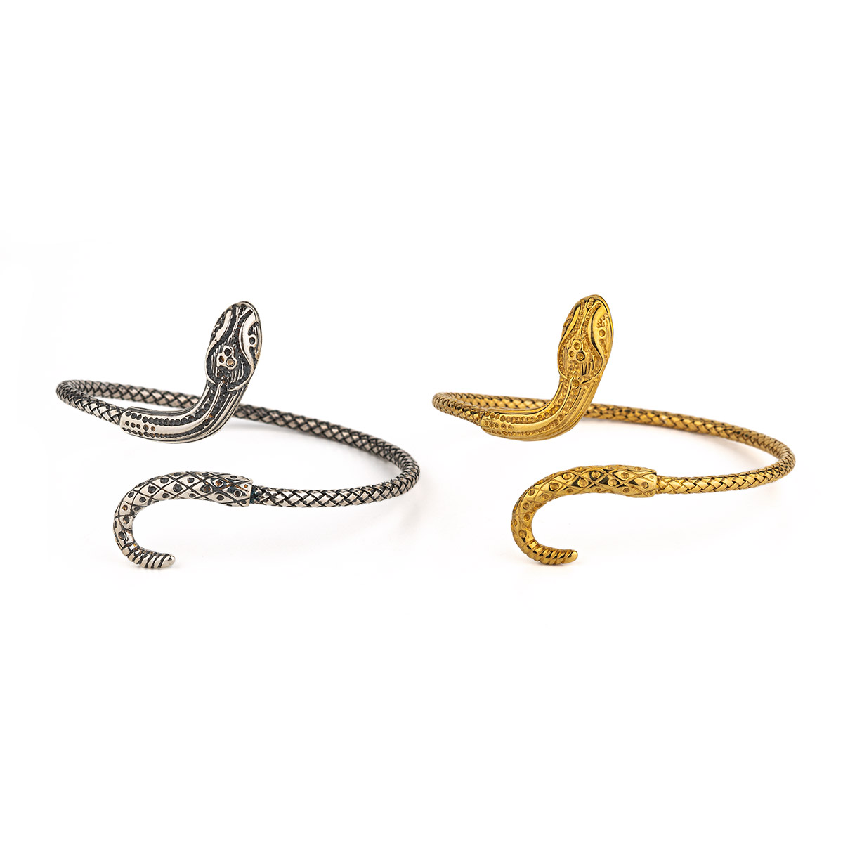 Snake Cuff Bracelet – 925 Sterling Silver and Gold Plated - GREEK ROOTS