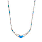 Blue Opal Greek Key Necklace - Sterling Silver - Image 10