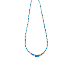 Meander Necklace - Sterling Silver and Blue Opal
