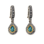 Byzantine Aquamarine Crystal Dangle Earrings