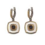 Byzantine Earrings with Natural Garnet Gemstone and White Enamel